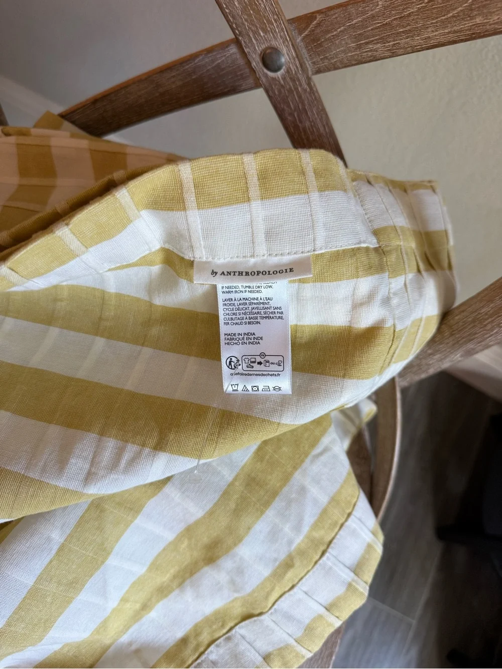 Anthropologie Cotton Woven Stripe Curtain maize yellow